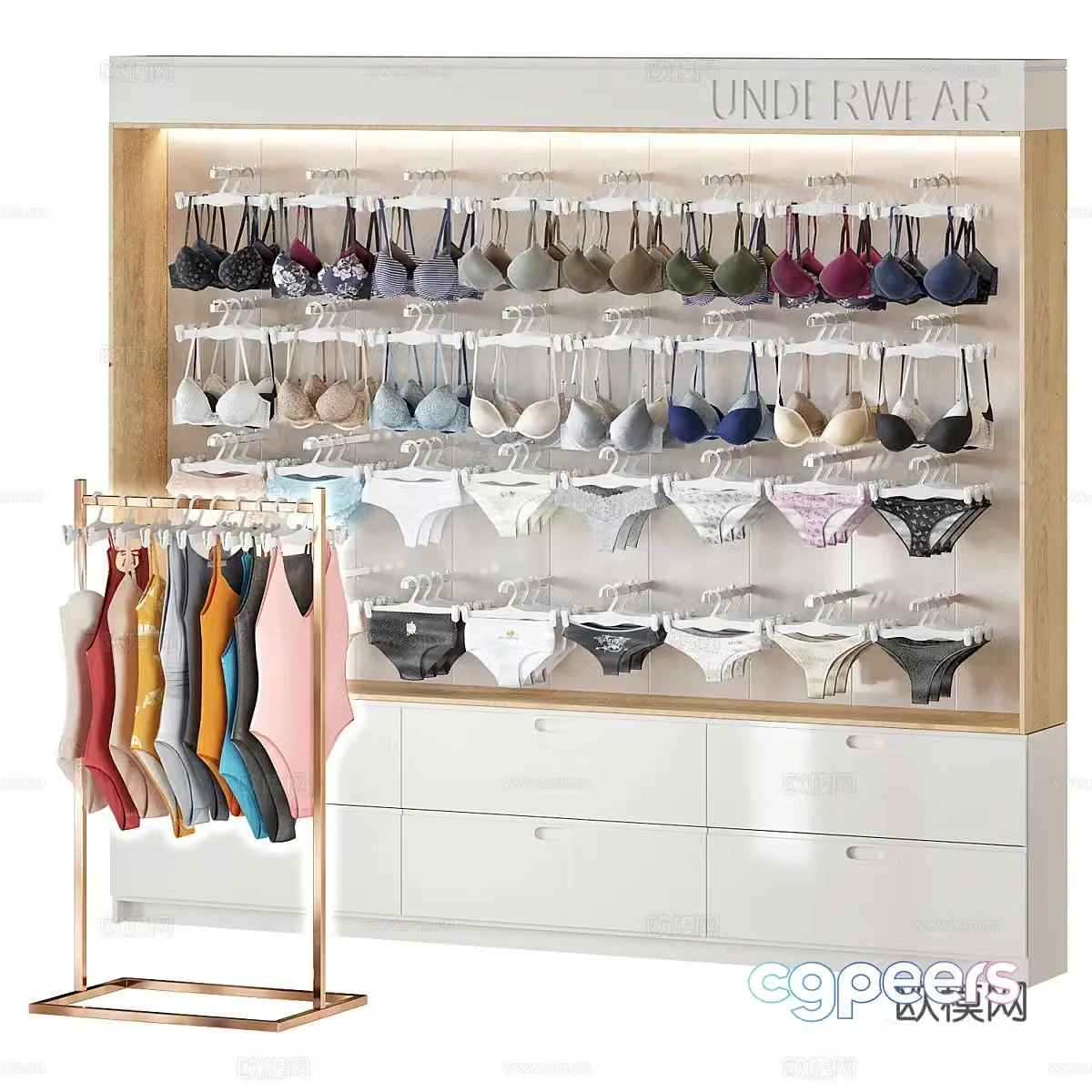 Underwear swimsuit clothing store display cabinet 3d model