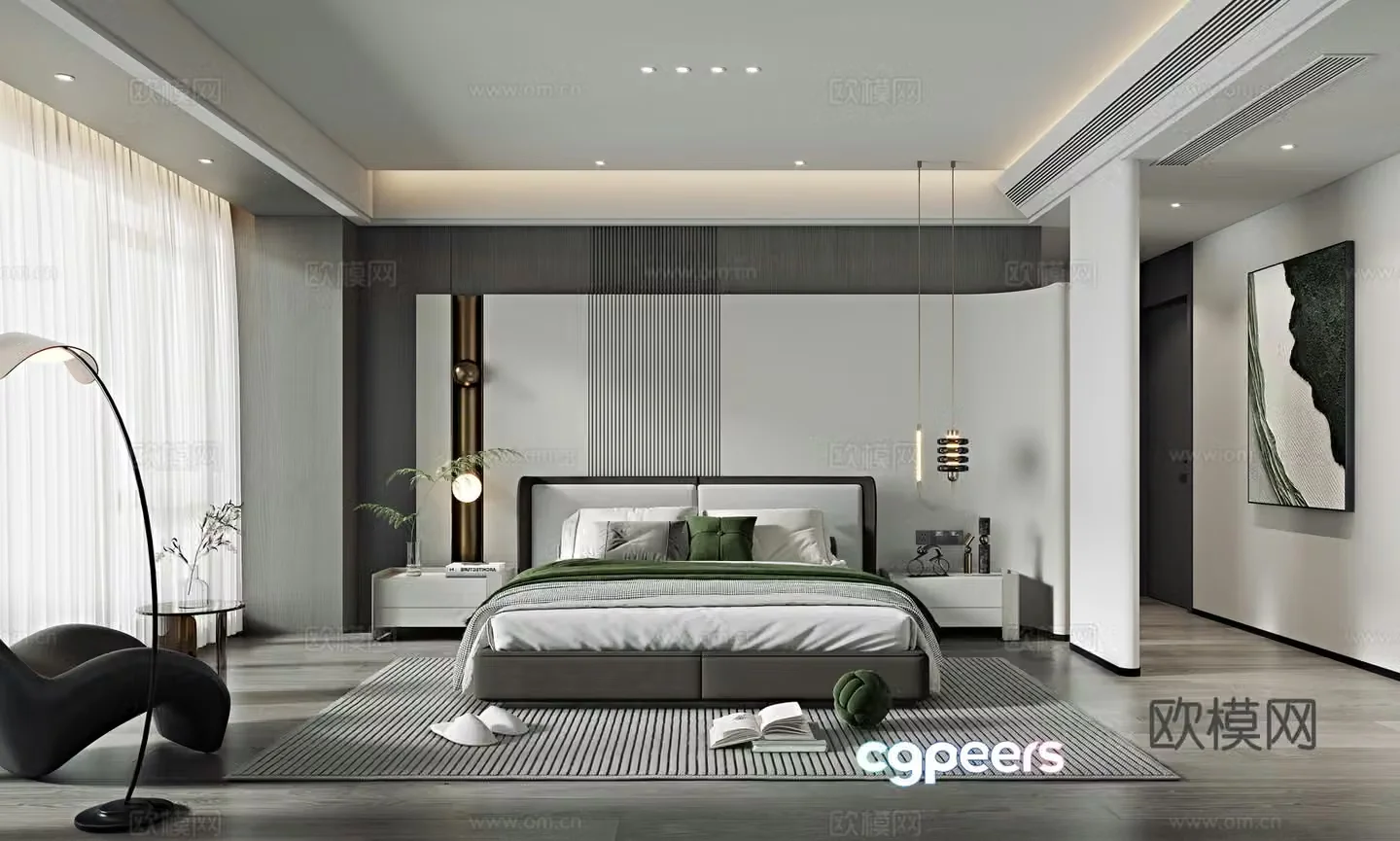 Modern bedroom master bedroom 3d model