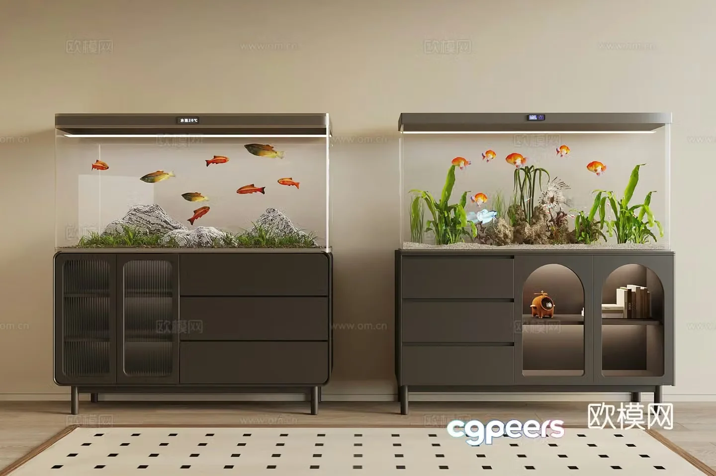 Modern fish tank 3d model