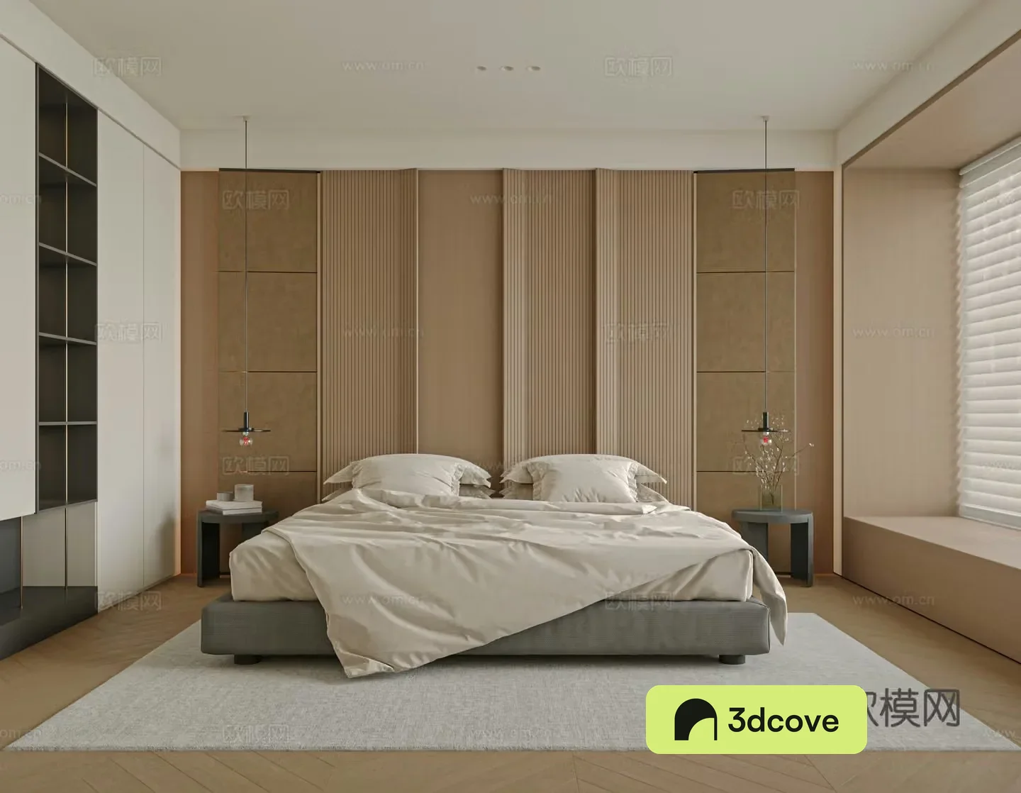 Modern bedroom bed nightstand jewelry