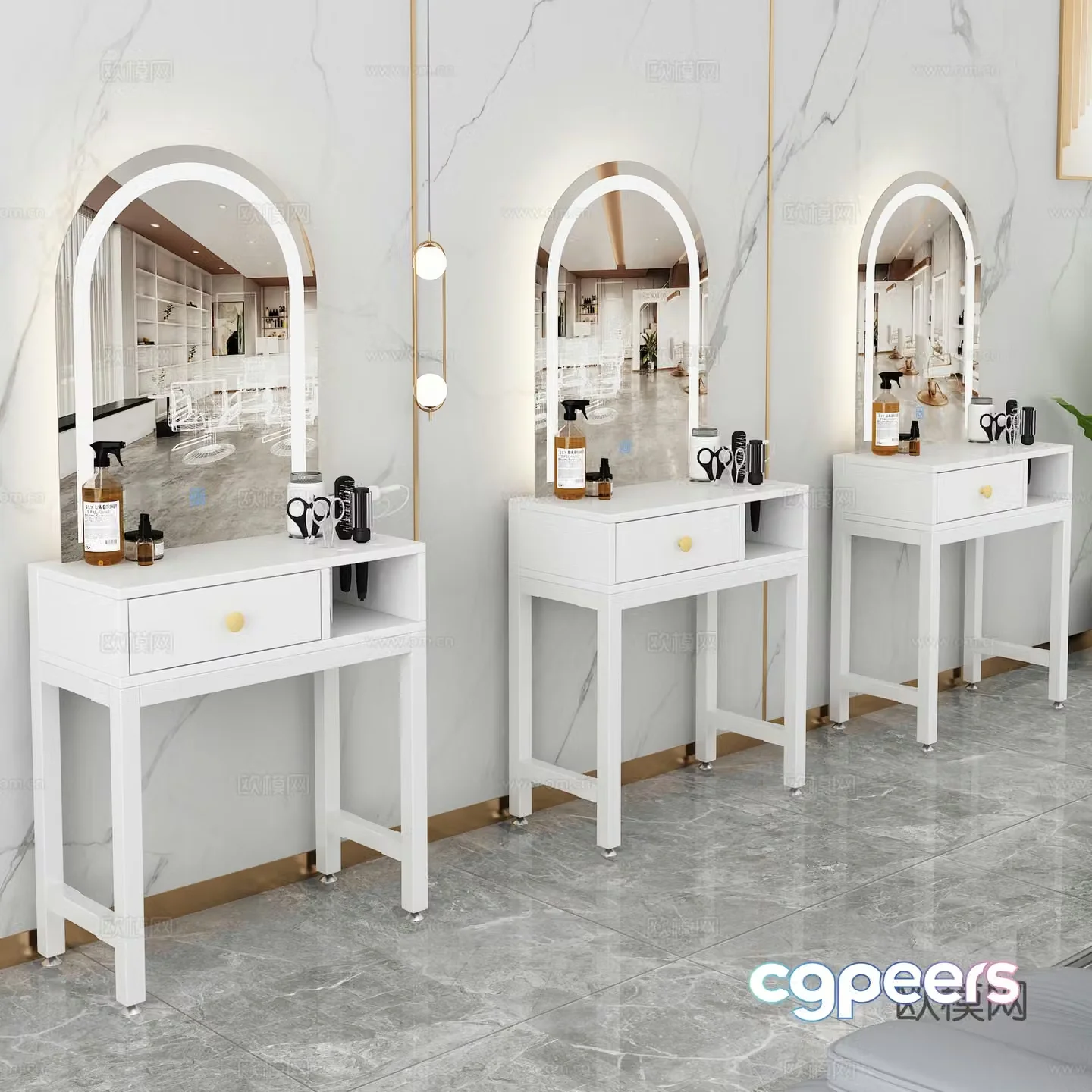 Wedding shop dressing table cosmetics hairdressing supplies 3d model