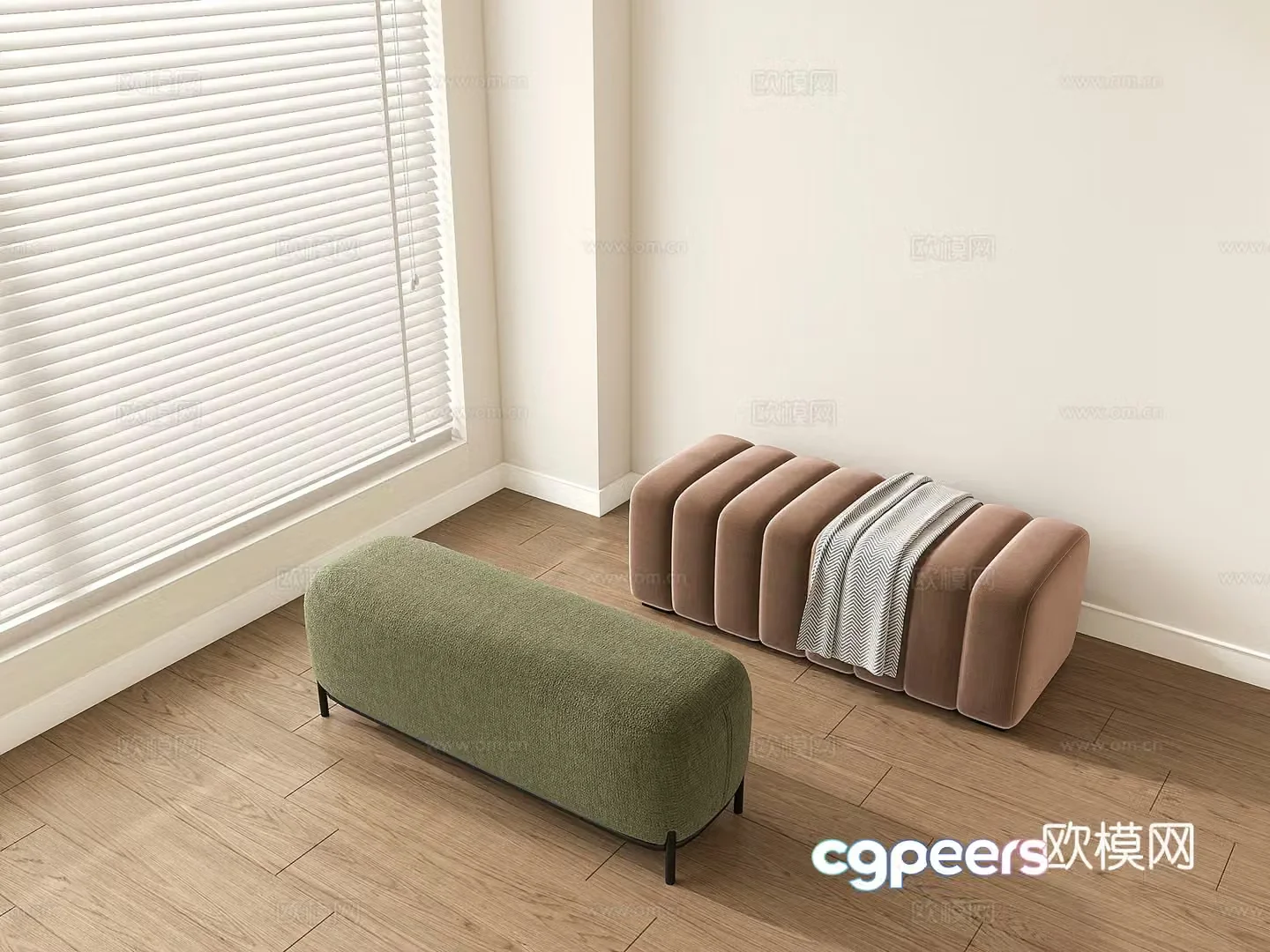 Modern bed stool soft couch shoe changing stool sofa stool 3d model