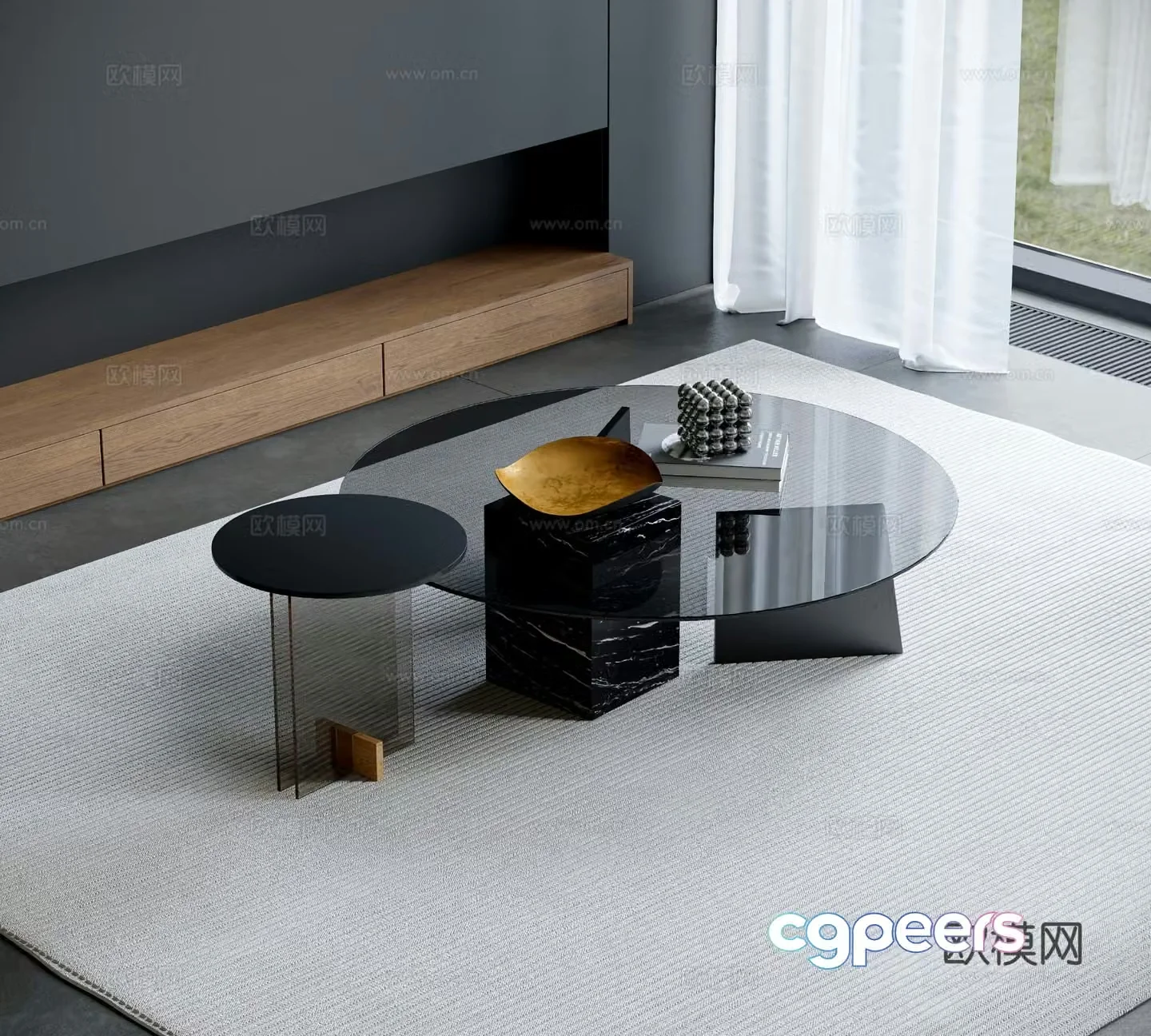 Modern double coffee table 3d model