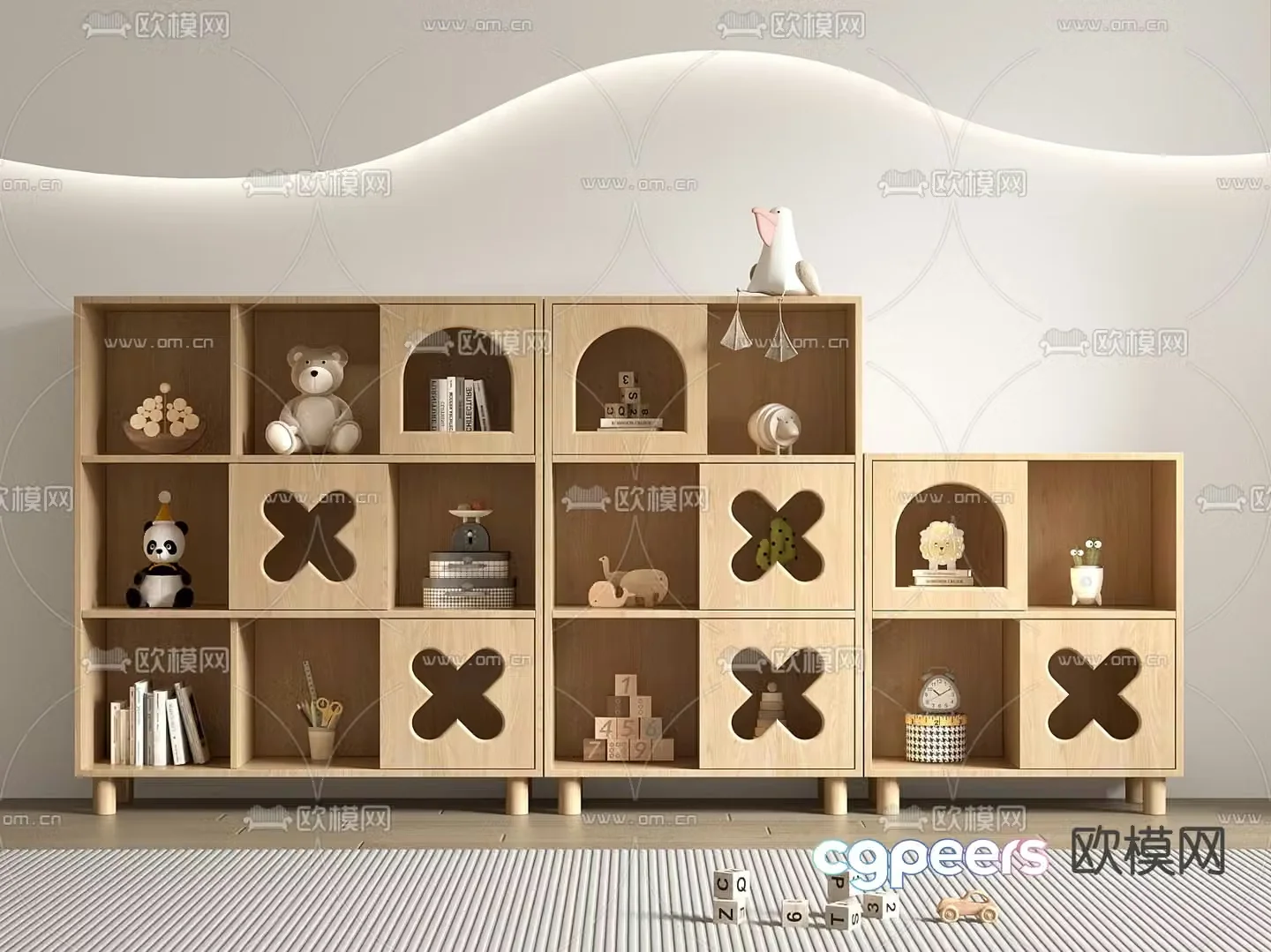 Children’s bookcase toy cabinet 3d model