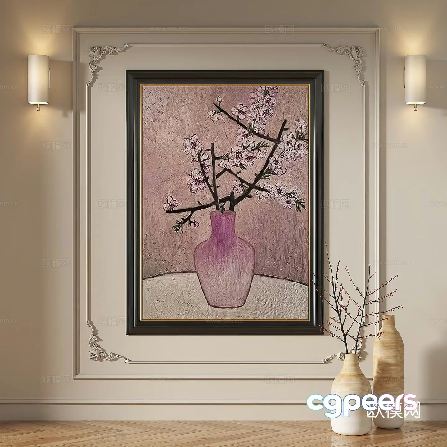 French retro medieval European classical abstract decorative painting 3d model