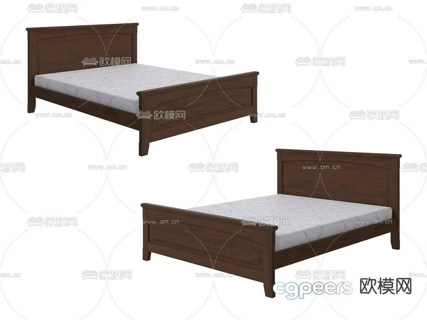 Wabi-sabi double bed 3d model