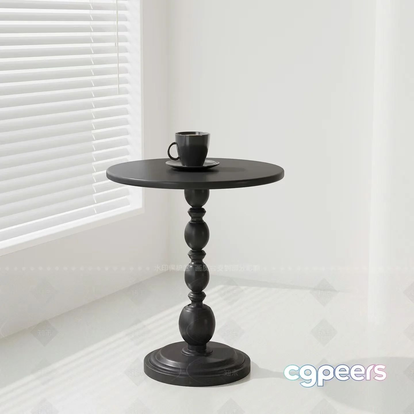 A Small Black Table 3D Model – 21883 – VRAY Render