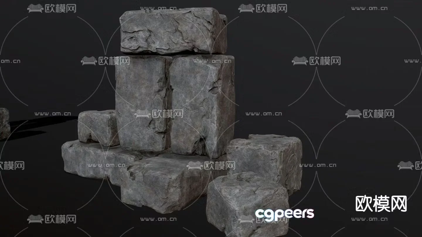 Landscape stones stacked stones stones 3d model