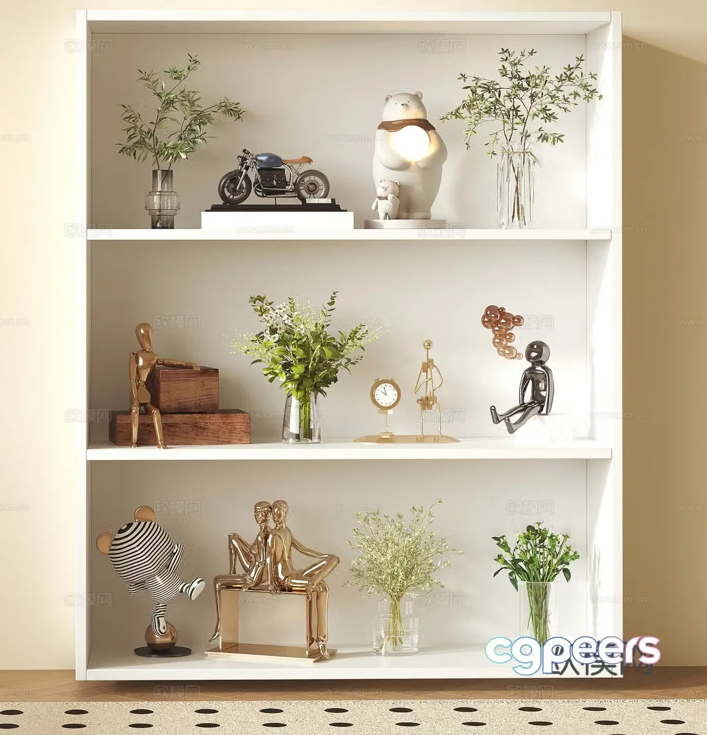 Modern bookshelf children’s bookshelf shelf bookshelf bookshelf decoration ornaments decorative ornaments combination 3D model