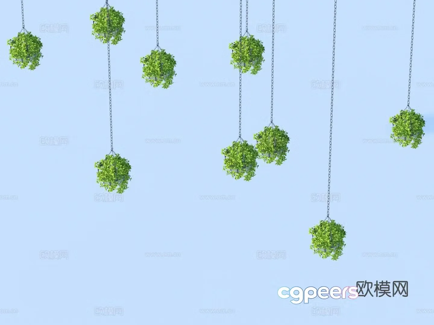 hanging basket green plant plant hanging basket 3d model