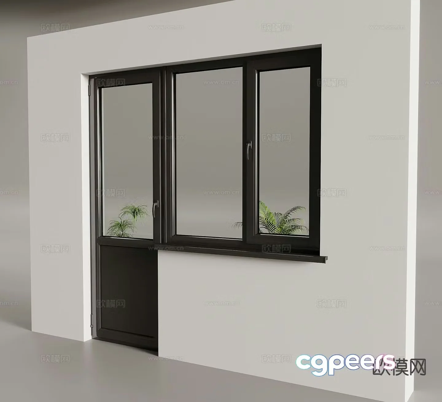 Modern doors and windows Glass doors 3d model