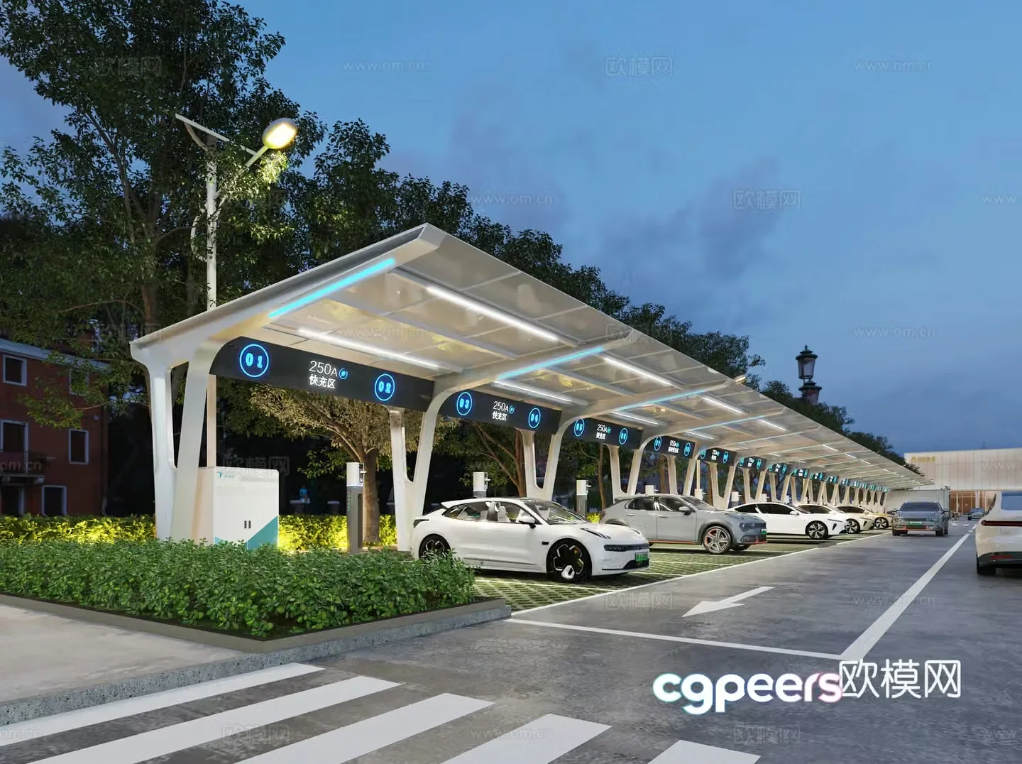 Modern new energy charging station 3D model