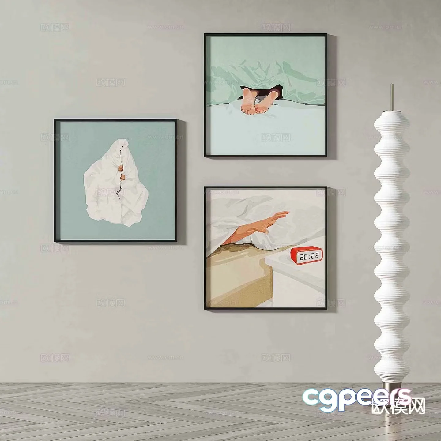 Modern art painting cartoon painting decorative painting 3d model