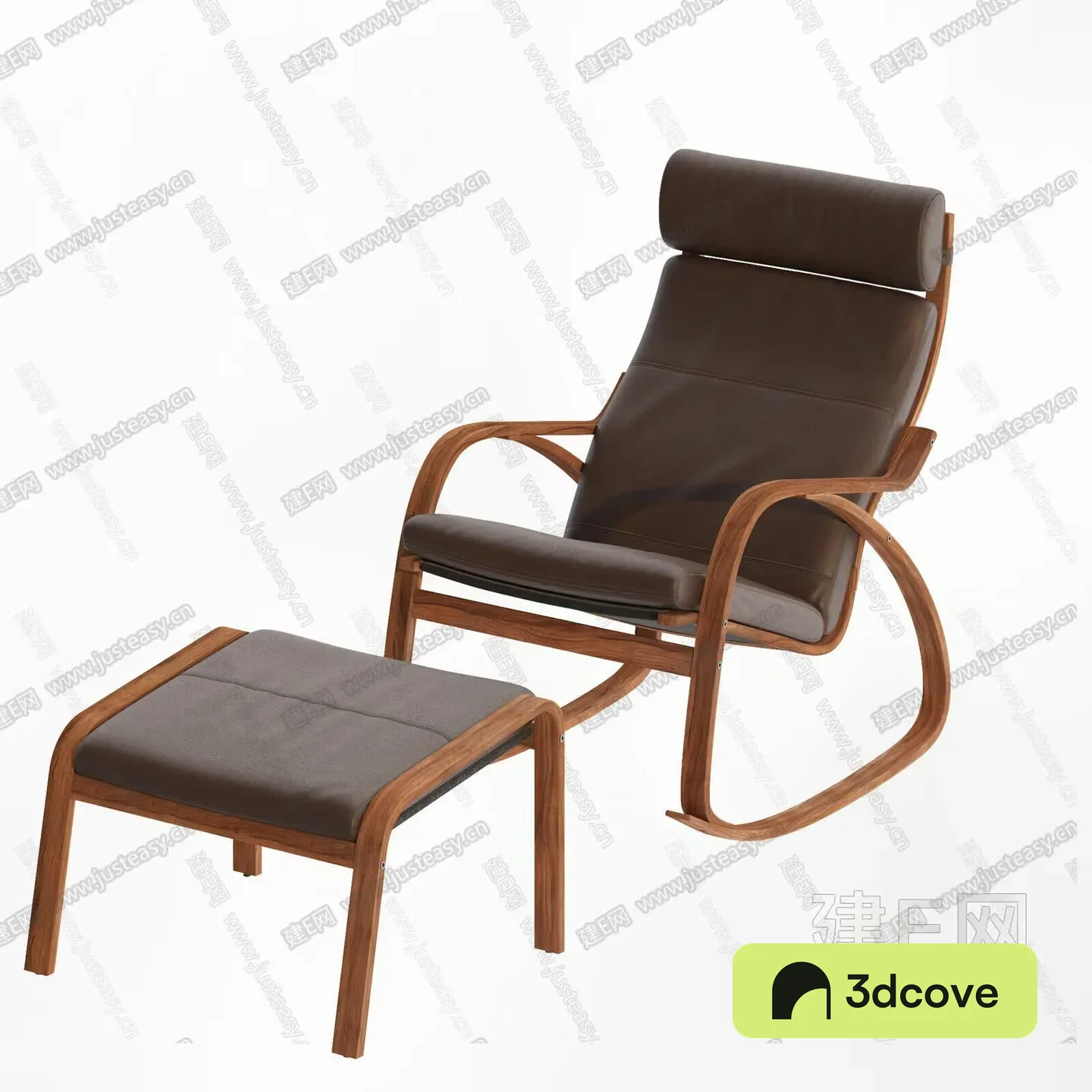 Wooden Chair And Ottoman