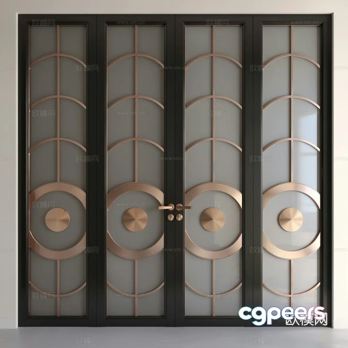 Modern minimalist sliding and pulling folding door 3D model