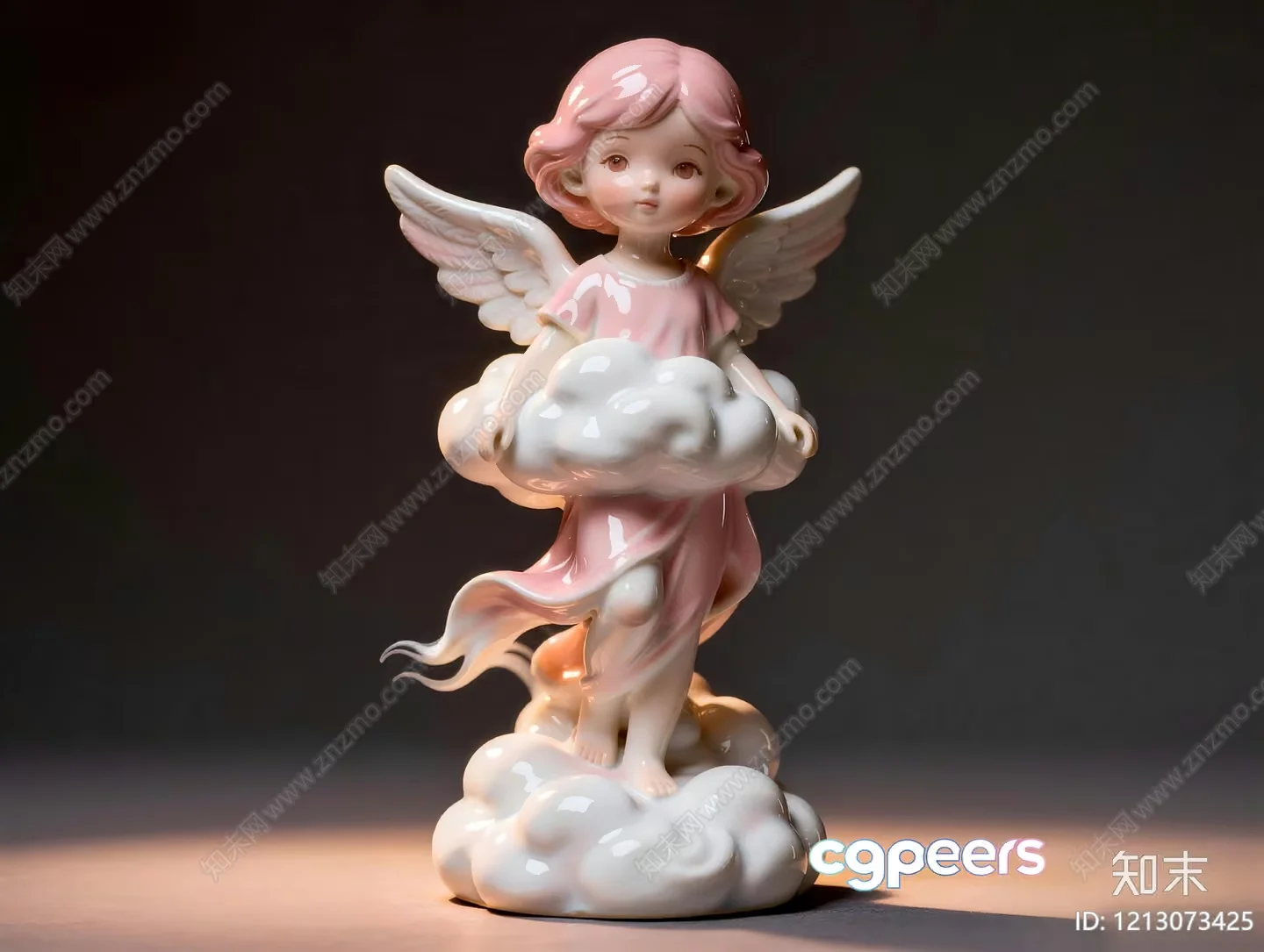 A Porcelain Angel Figurine 3D Model – 6911 – VRAY Render