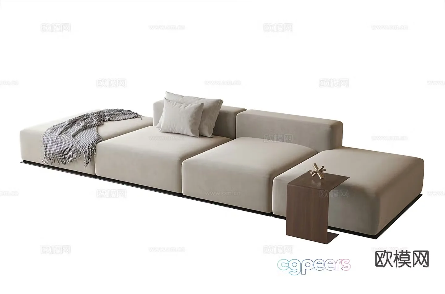 Modern multi-person sofa fabric sofa 3d model