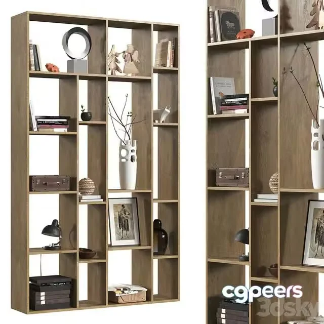 3ds Max Free – Wooden rack with decorative set