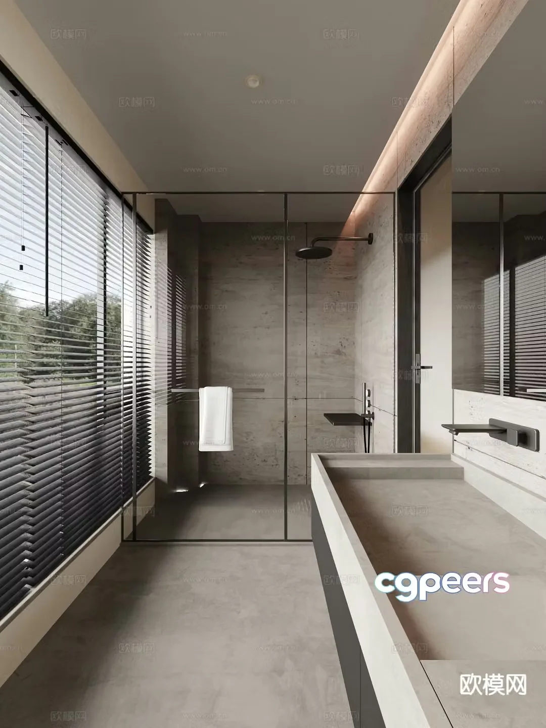 Italian style bathroom dry and wet separation bathroom 3d model