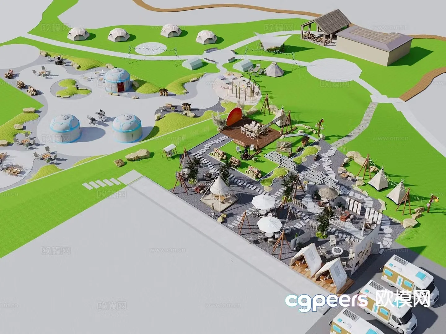 Mongolian yurt scenic spot tourist attraction 3d model