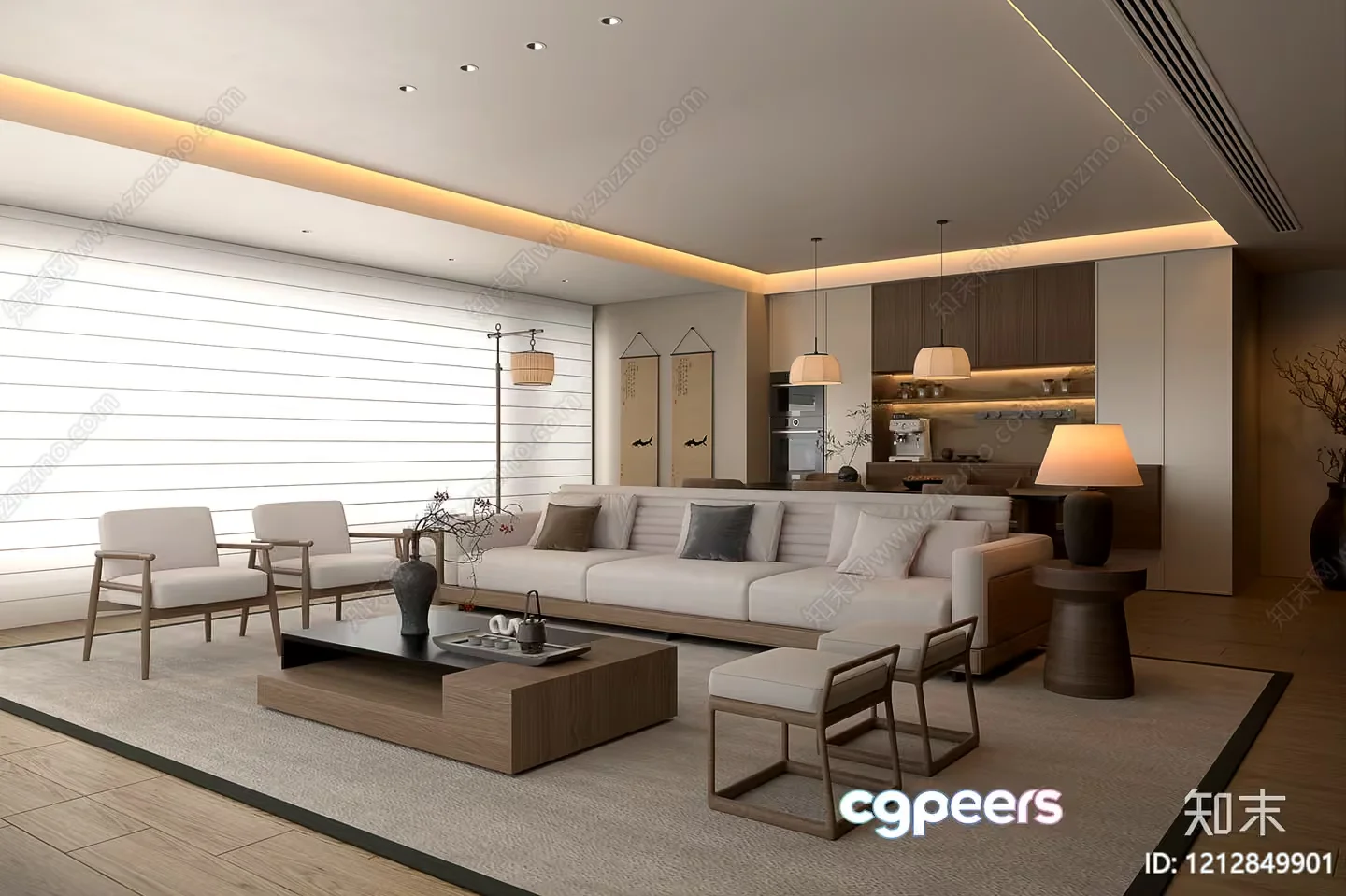 Modern Living Room 3D Model – 4018 – VRAY Render