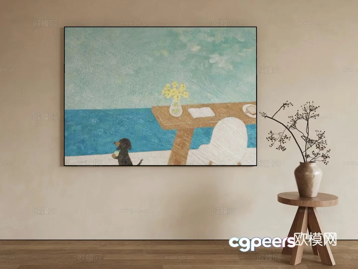 Modern oil painting texture painting decorative painting 3D model