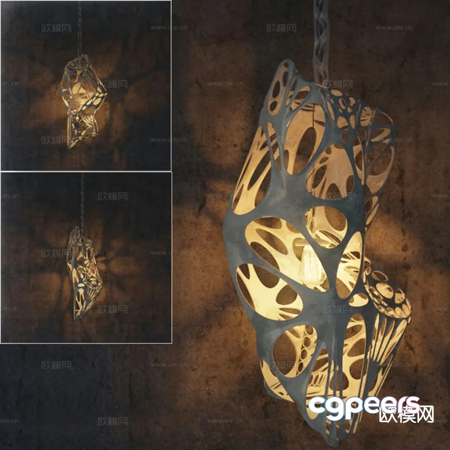 Wabi-sabi chandelier bedside small chandelier 3d model
