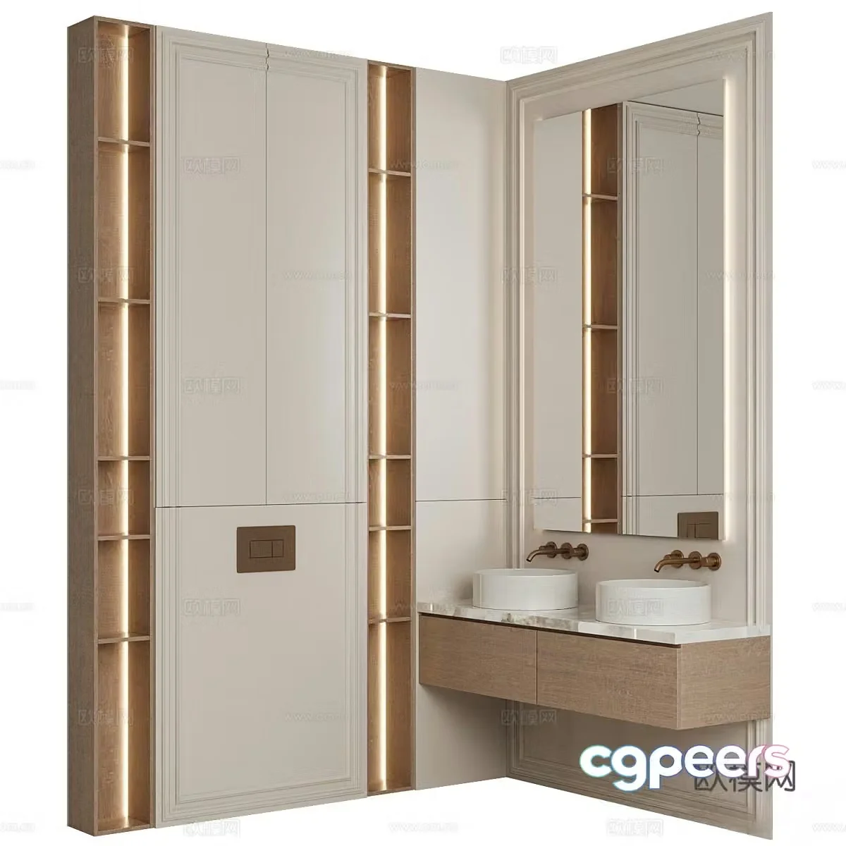 Modern bathroom cabinet double basin vanity 3d model