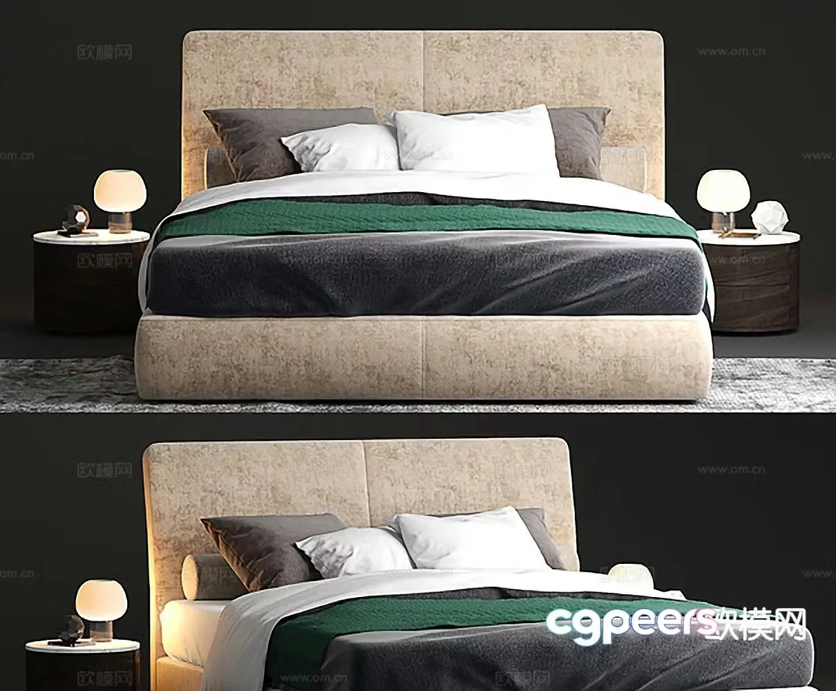 Modern double bed 3d model