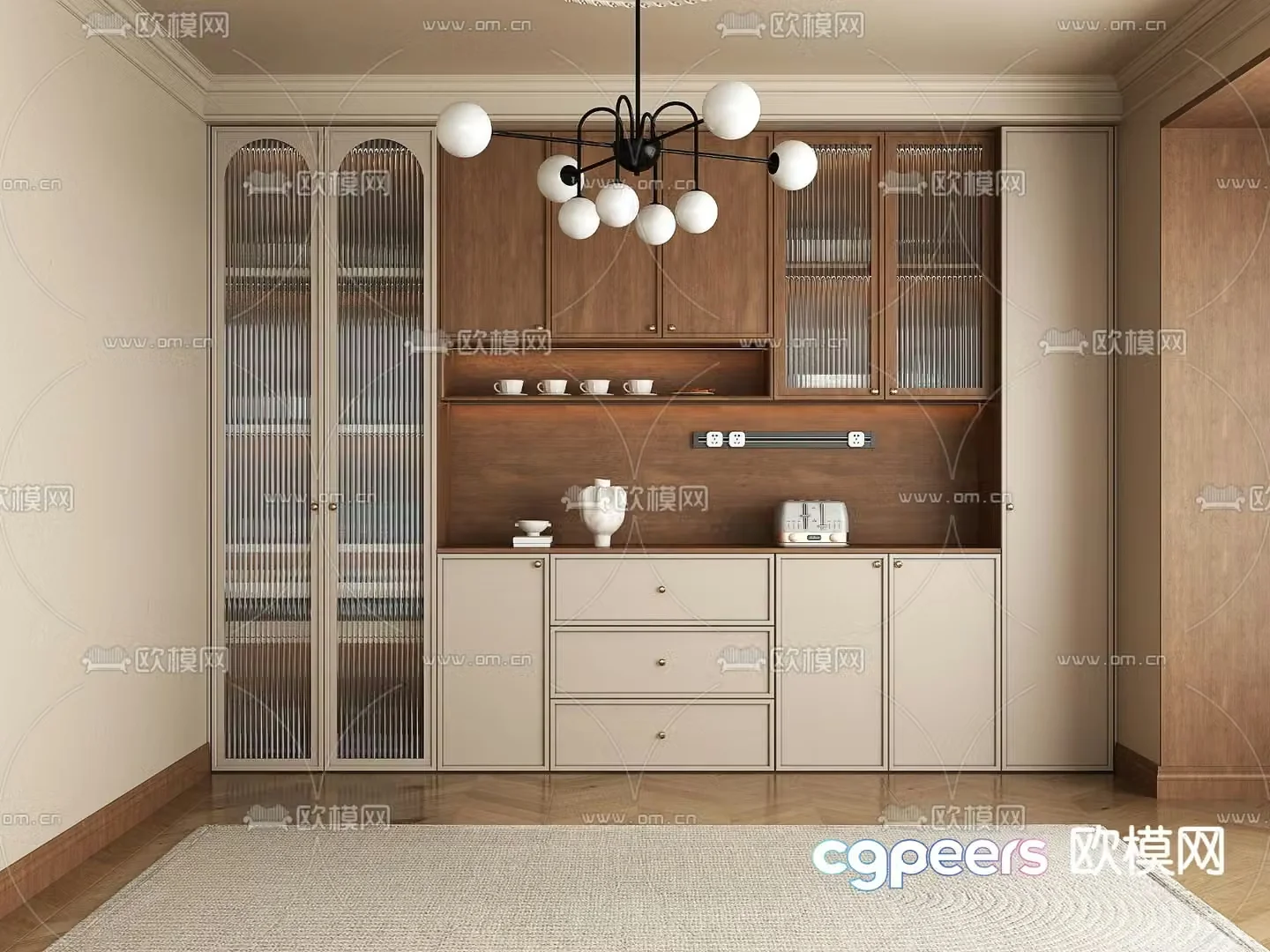 Medieval style wine cabinet and sideboard 3D model