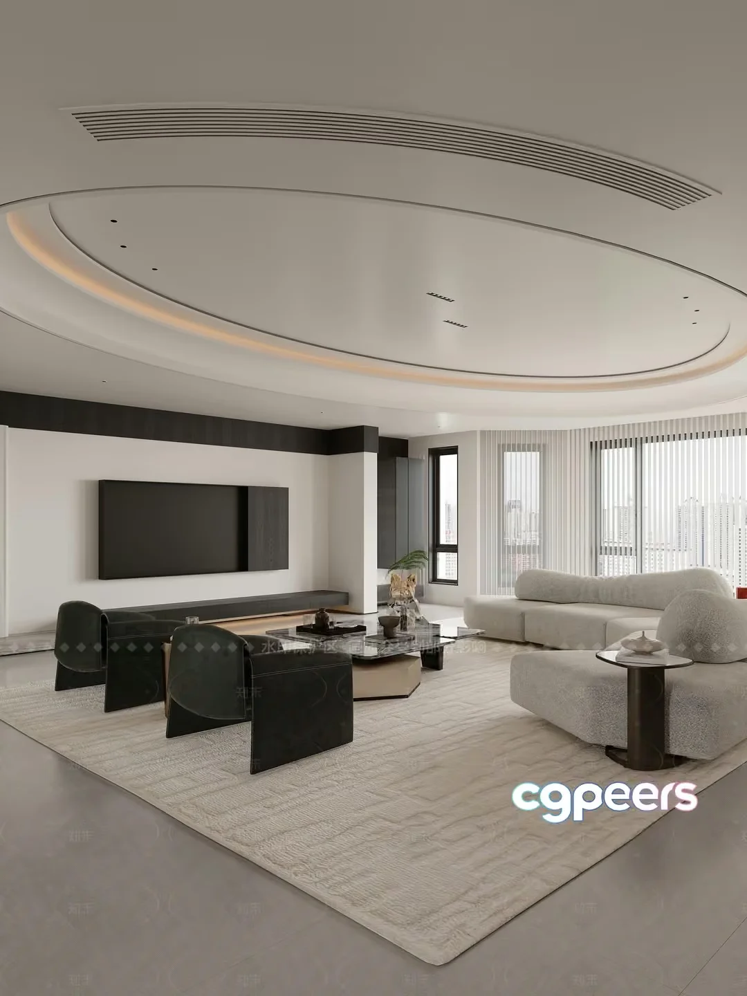 Modern Living Room 3D Model – 17502 – CORONA Render