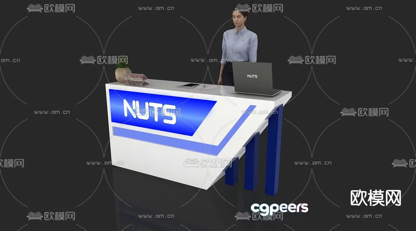 Modern reception desk front desk service desk information desk 3d model