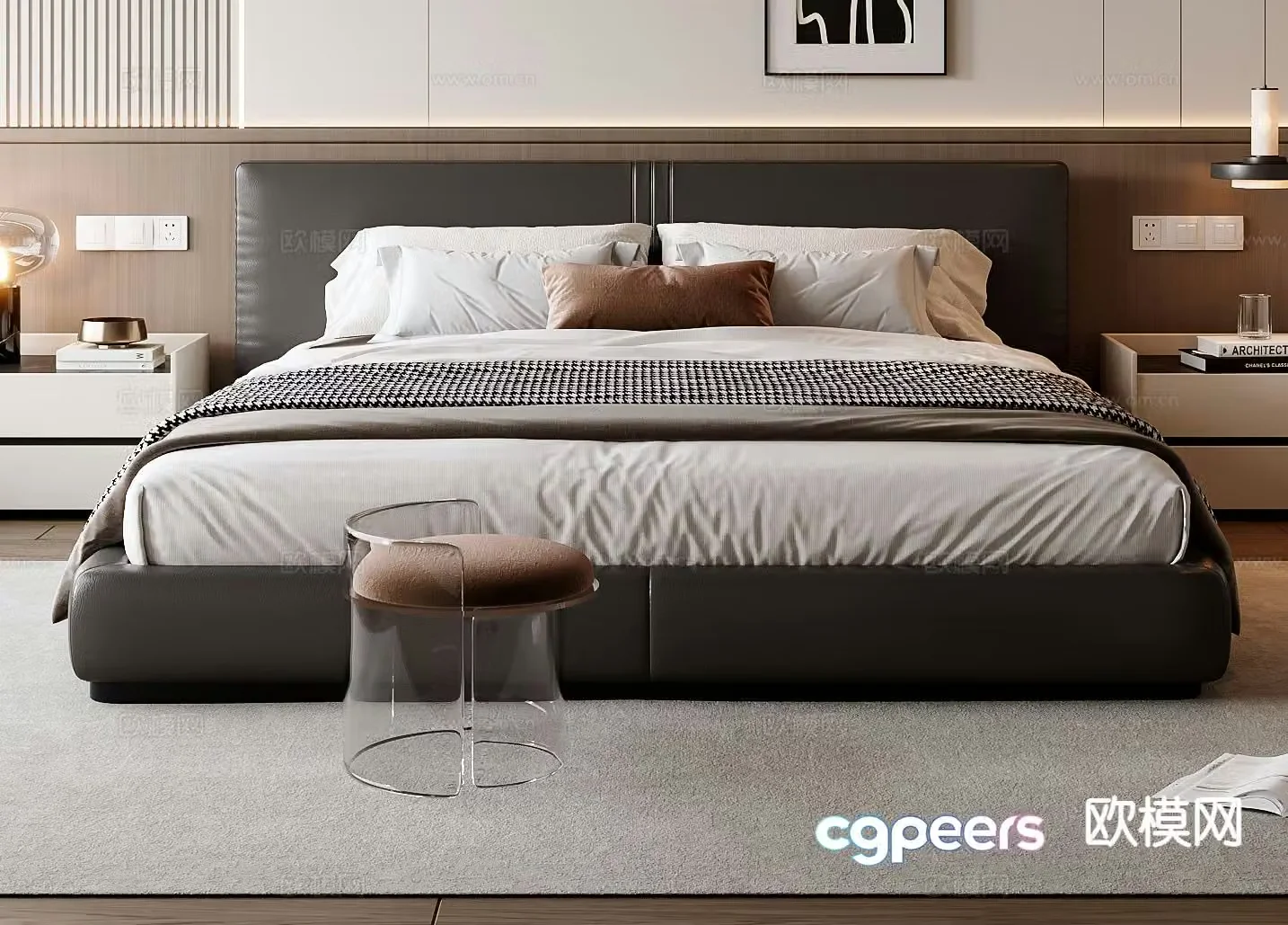 Italian double bed 3d model
