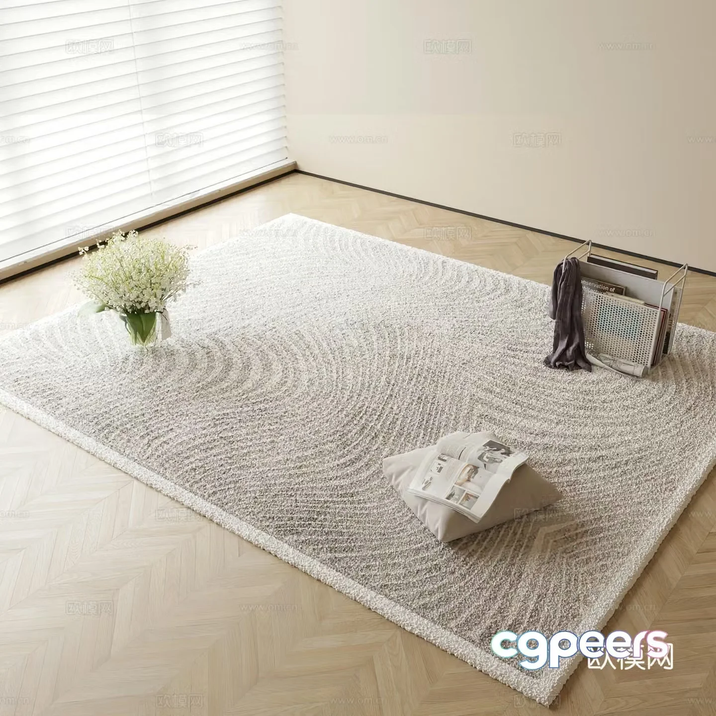 Plain carpet Square carpet 3d model