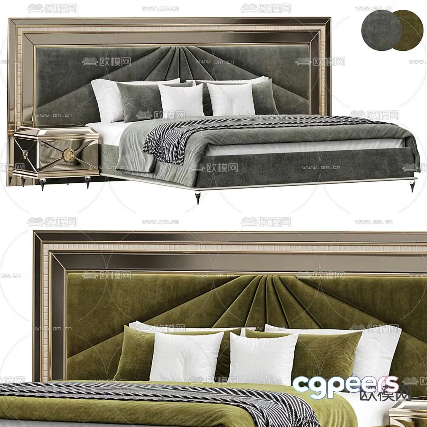 European double bed 3d model