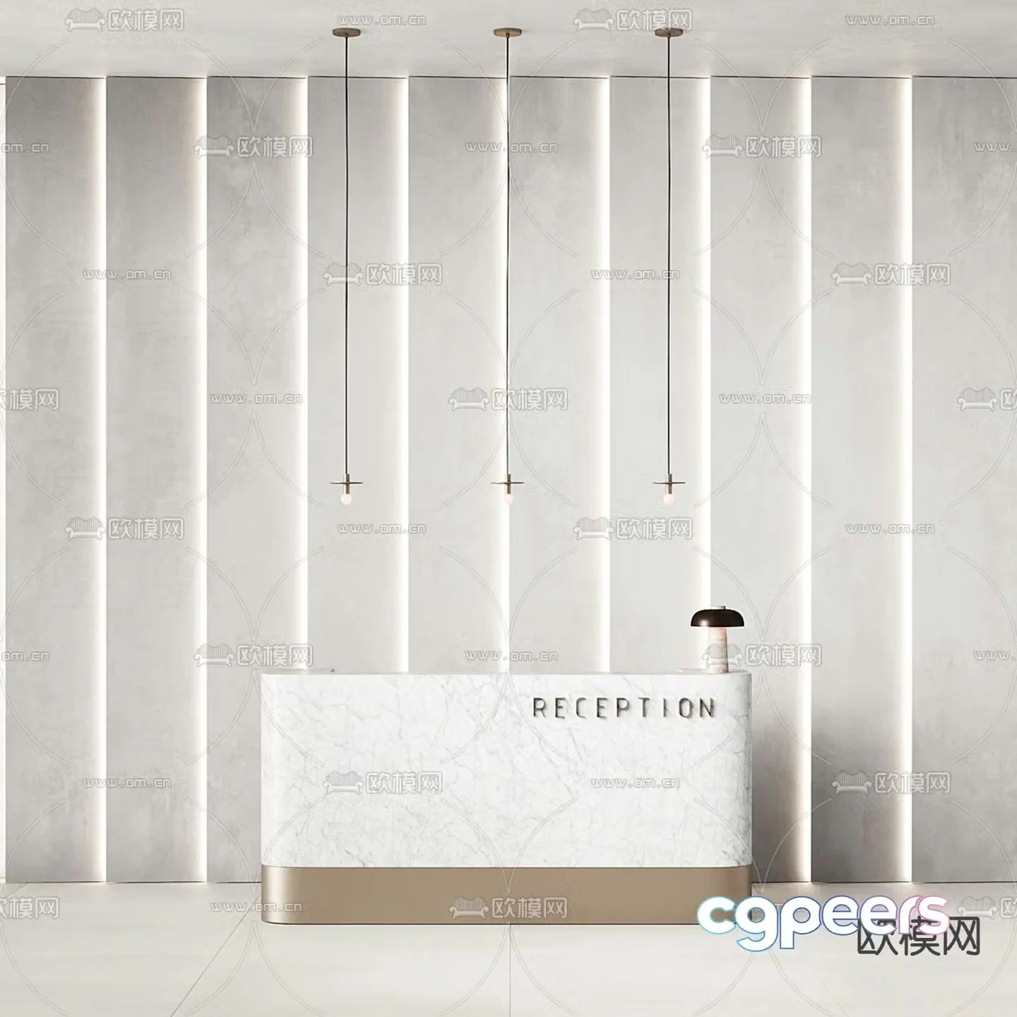 Front desk reception desk service desk 3d model