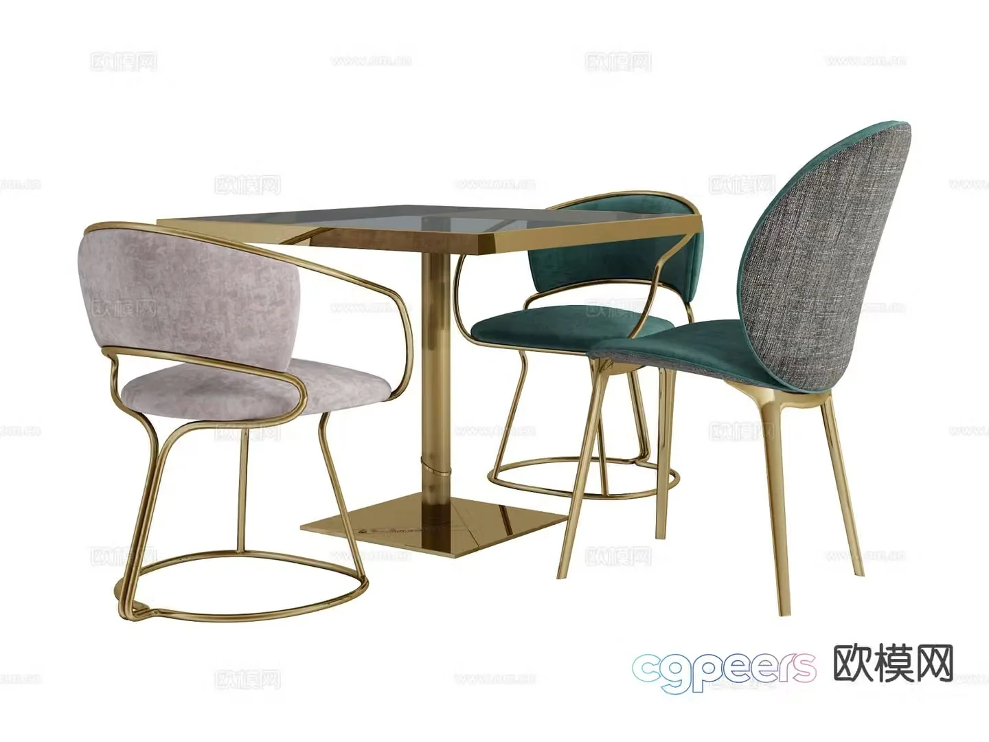 visionnaire Italian light luxury dining table and chairs 3D model
