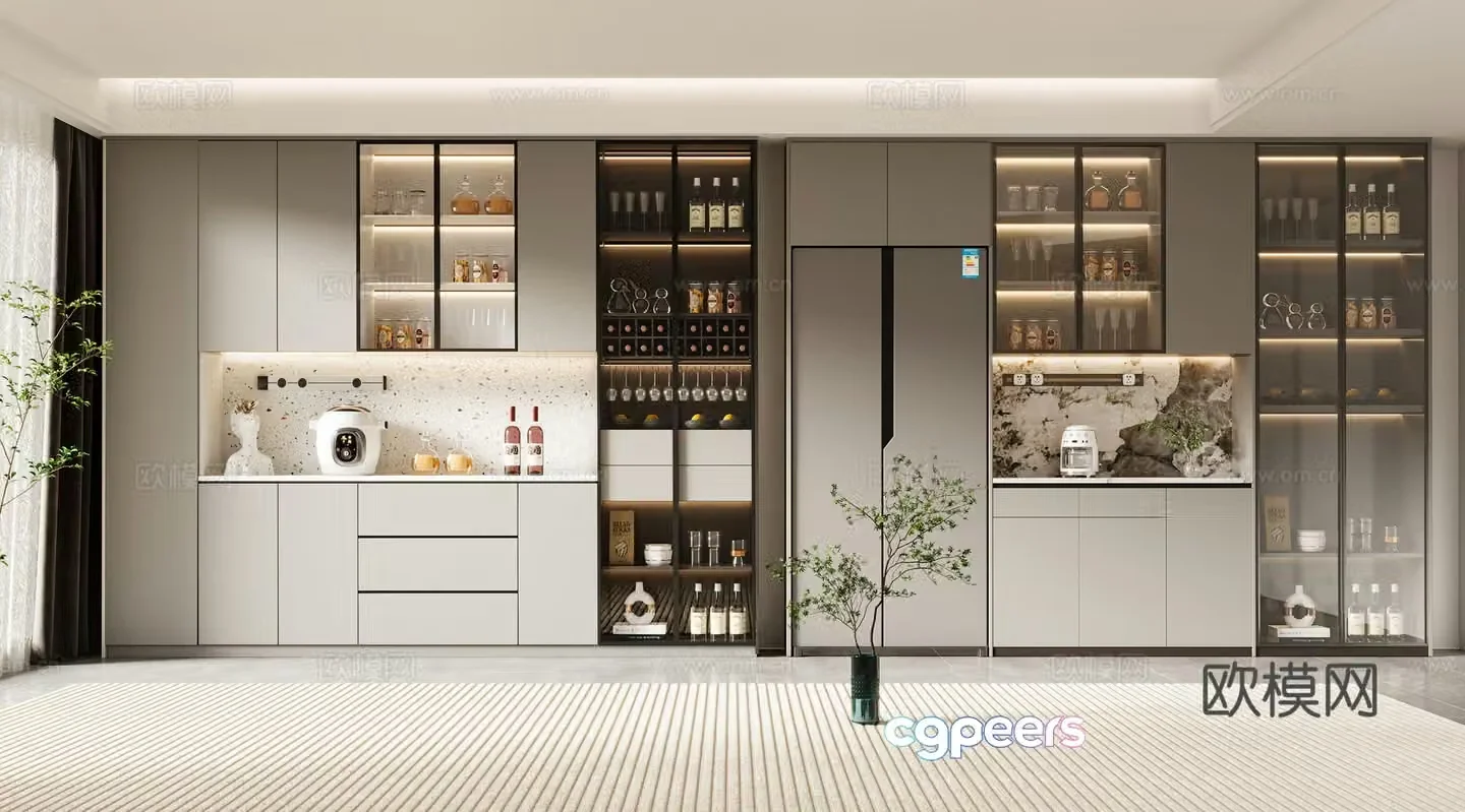Modern wine cabinet sideboard refrigerator cabinet 3d model