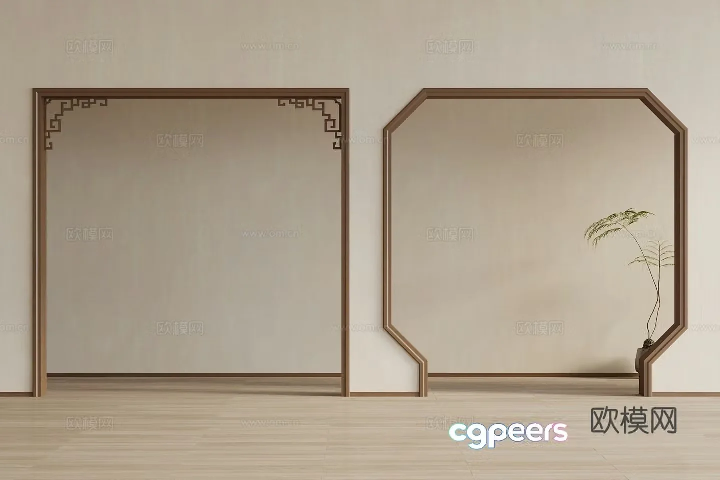 Chinese style New Chinese style Middle style Door cover Pass Line 3D model