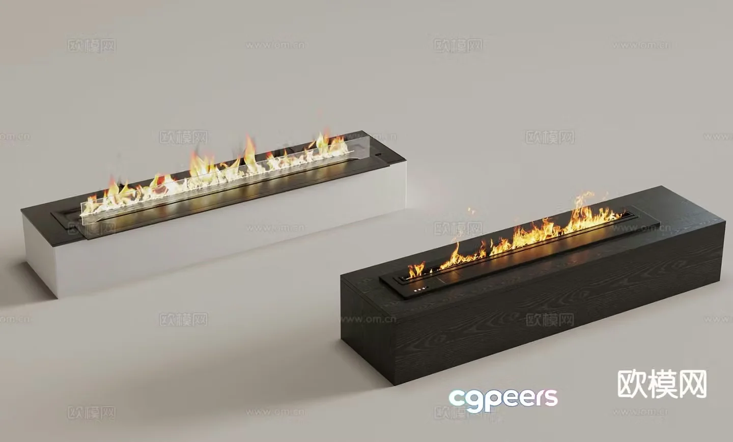 Recessed fireplace Flame 3d model
