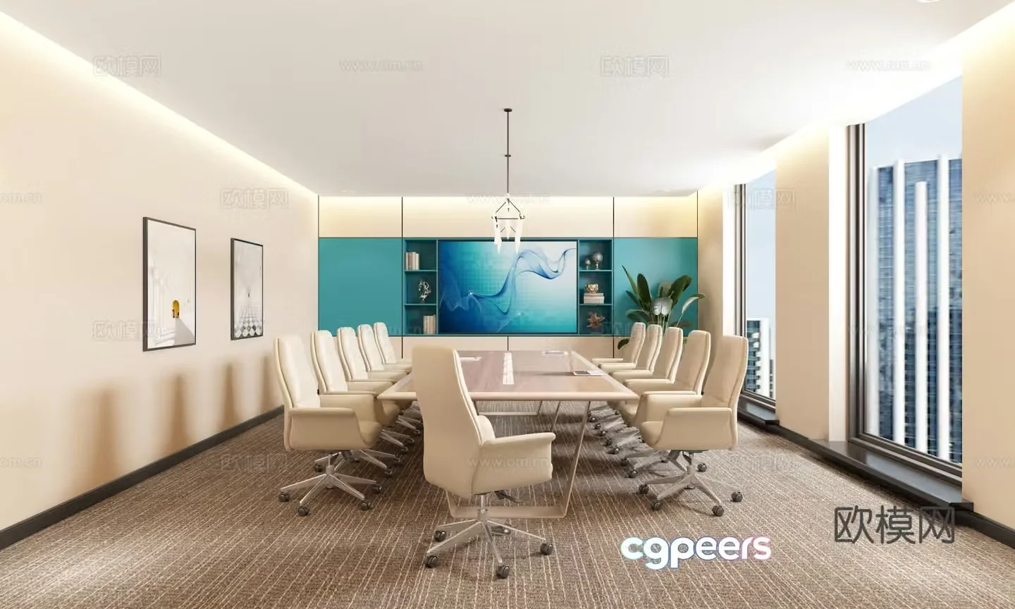 Modern conference room Negotiation room Study and seminar room Reception room Training room 3D model