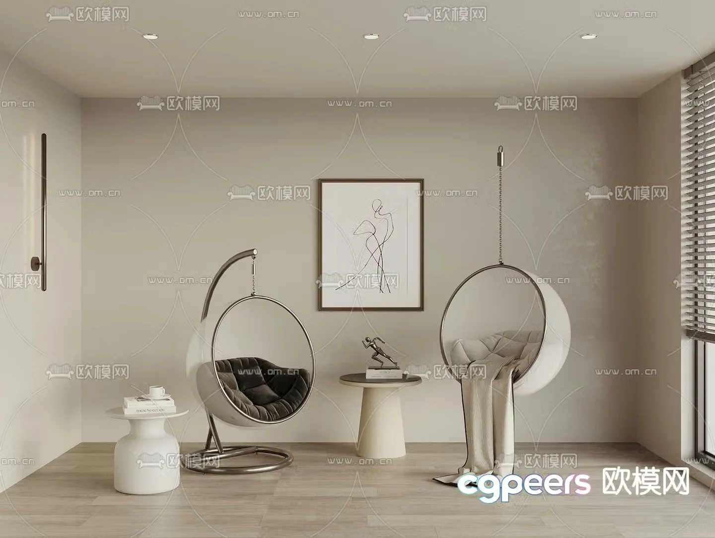 Modern hanging chair eggshell chair 3d model