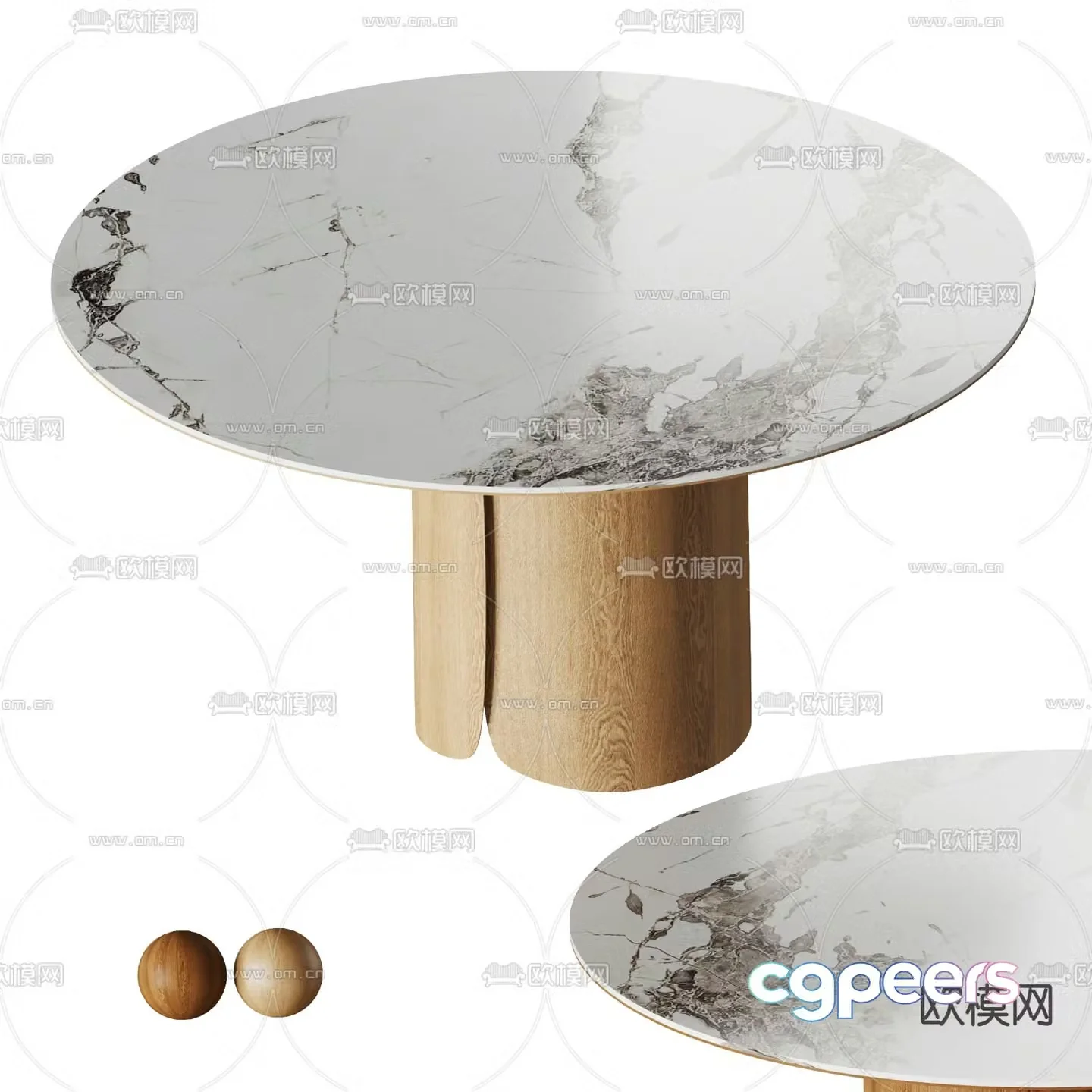 Marble dining table 3d model