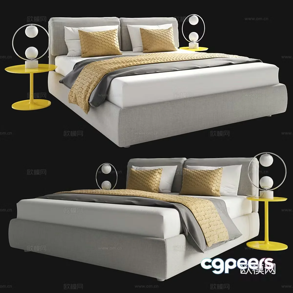 Modern double bed 3d model
