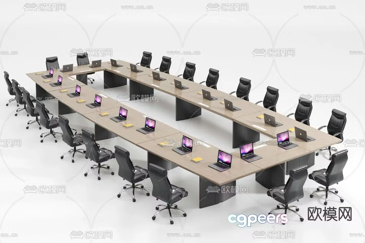 Modern large conference table 3d model