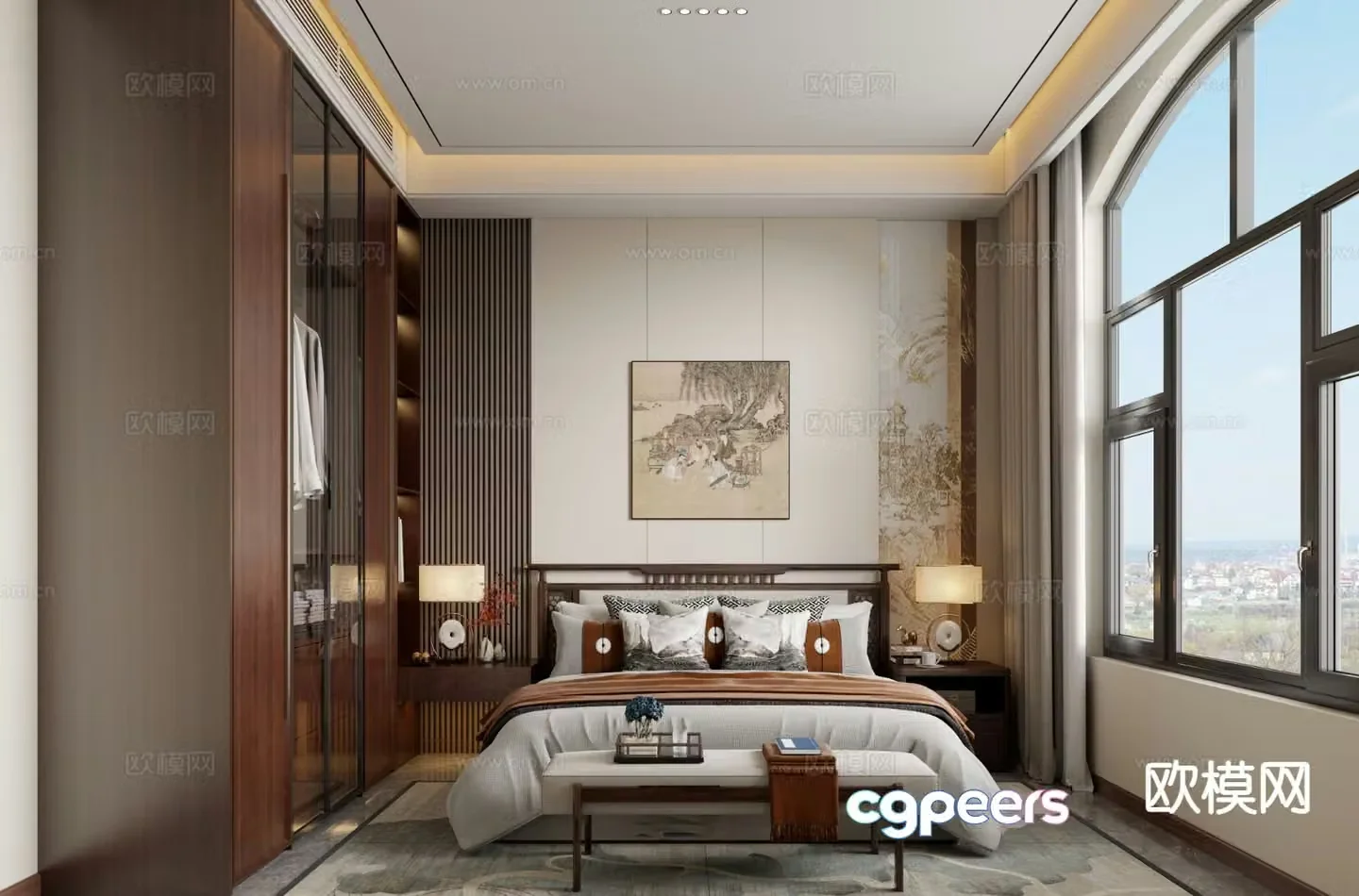 New Chinese style bedroom master bedroom 3d model