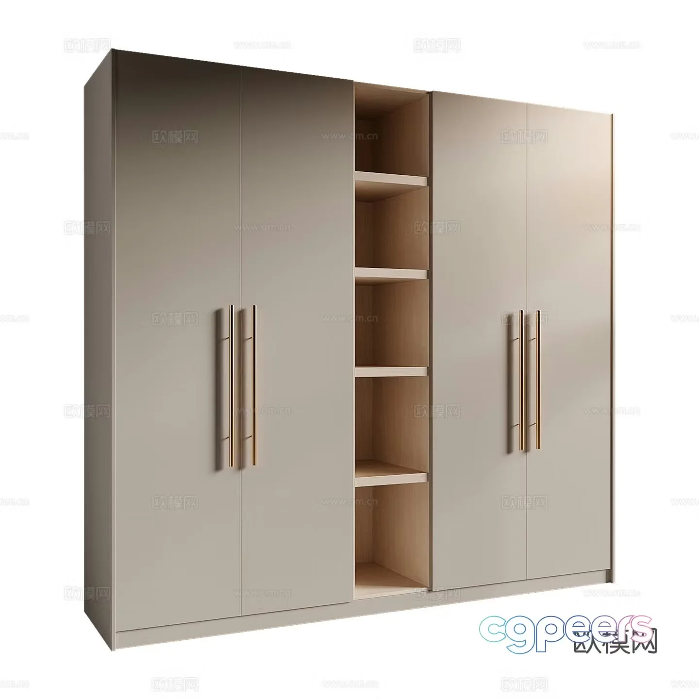 Modern Italian minimalist door wardrobe 3D model