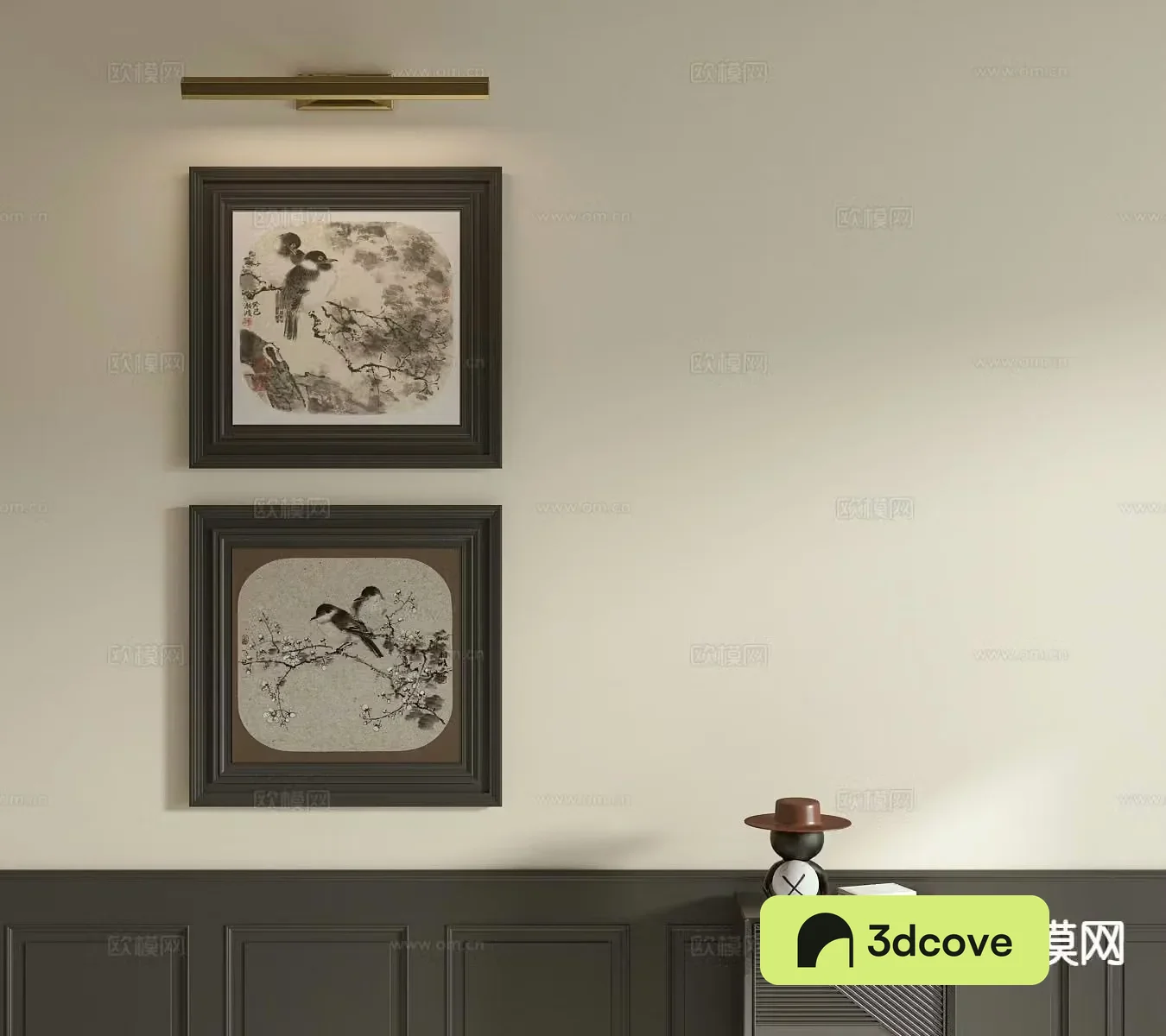 Medieval style decorative painting flower and bird painting ink painting