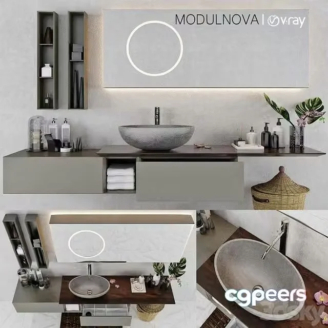 3ds Max Free – Set of bathroom furniture MODULNOVA Infinity_Decor
