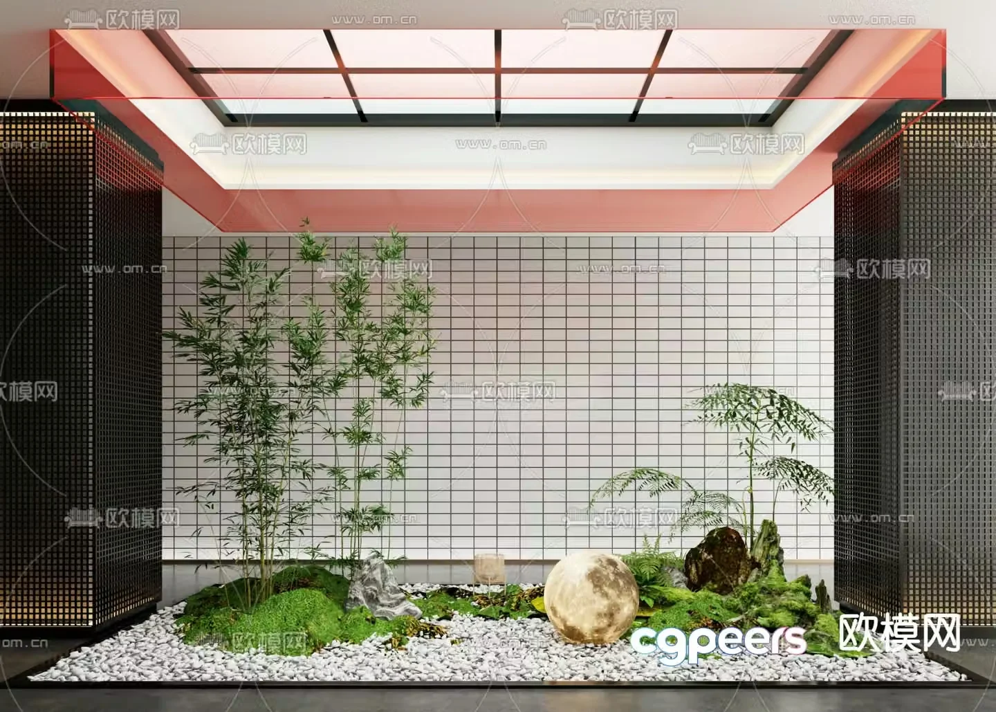 Indoor patio green plant landscaping 3D model
